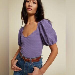 NATION LTD Bianca Smocked 80s Tee Purple